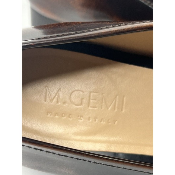 M.Gemi Scuola Loafer Brown Patina Leather Buckle Square Toe Low Heel Women's 41 - Picture 9 of 16